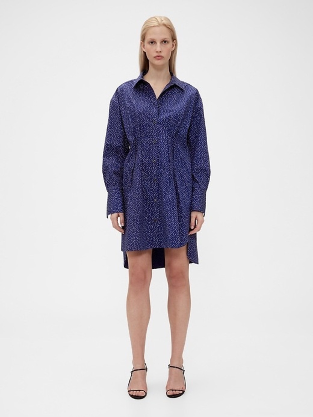 GAP NWT Classic Navy Long-Sleeve Button-Up Shirt Dress~Size M